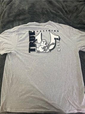 True Religion Light Gray Crewneck Tee with Black Interior Logo